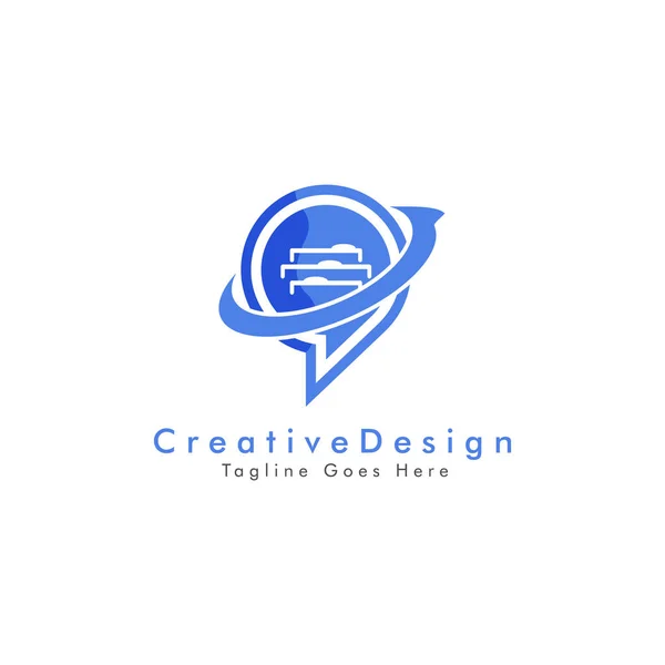 Chat Box Logo Design Abstract Met Een Stapel Archieven Planetair — Stockvector