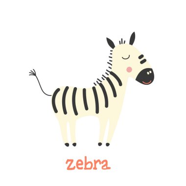 Beyaz arkaplanda bir zebranın karikatür çizimi.