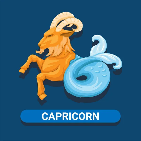 Capricorno Zodiaco Astrologia Capra Marina Animale Mascotte Illustrazione Vettore — Vettoriale Stock