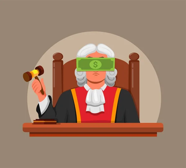 悪い裁判官の法律 贈賄や違法活動の人のイラストベクトル — ストックベクタ