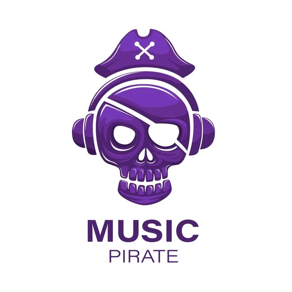 Muzyka Pirat Logo Maskotka Wektor Ilustracji — Wektor stockowy