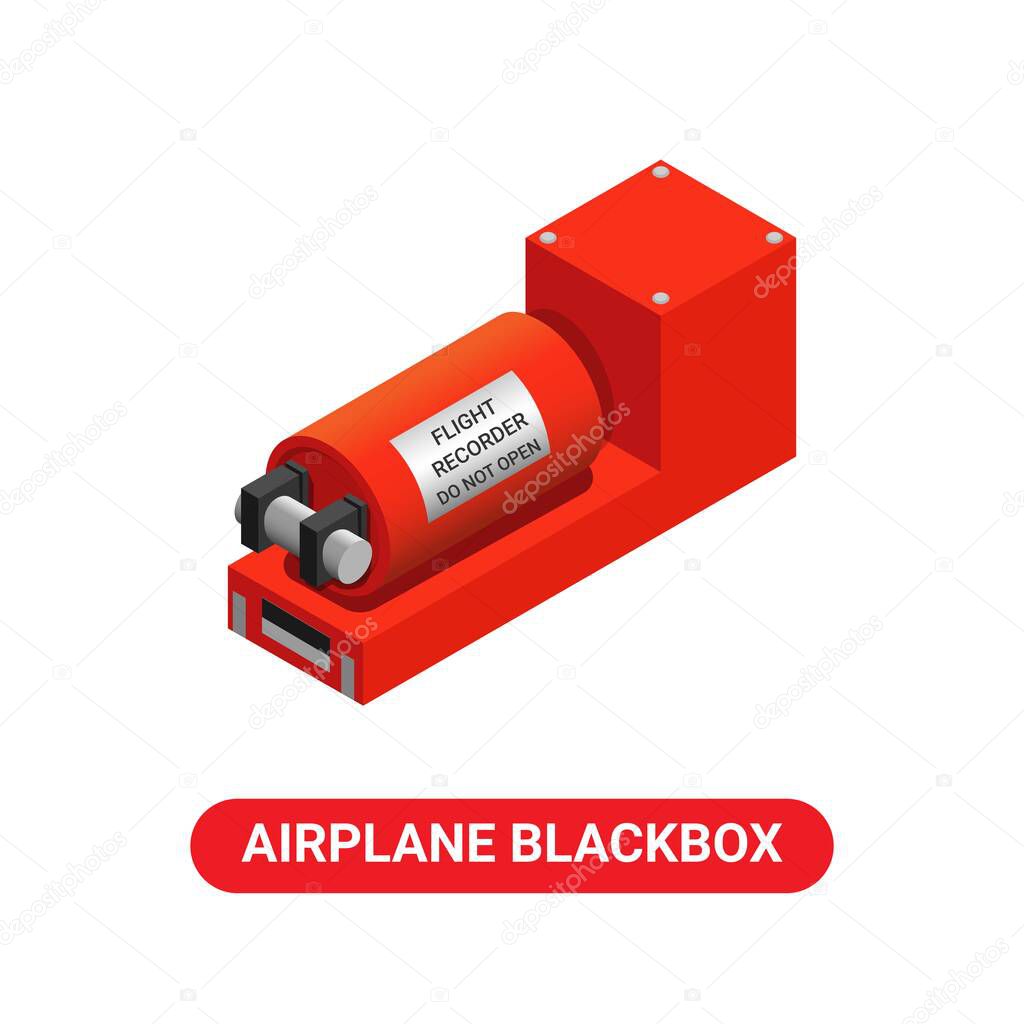 Airplane Black Box. flight recorder device to discover the cause of aircraft accidents object illustration in isometric vector