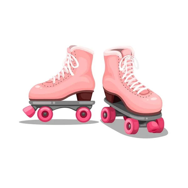 Pink Roller Skate Retro Style Cartoon Illustration Vector — Stock Vector
