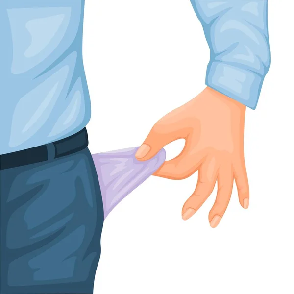 Mão Com Saco Vazio Calça Problema Financeiro Ilustração Cartoon Vector — Vetor de Stock