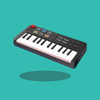 Elektrikli mini klavye piyano müzik enstrümanı çizim vektörü
