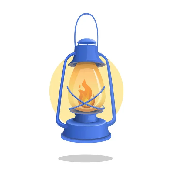 Lanterna Vintage Luce Campeggio Attività Simbolo Cartone Animato Illustrazione Vettoriale — Vettoriale Stock