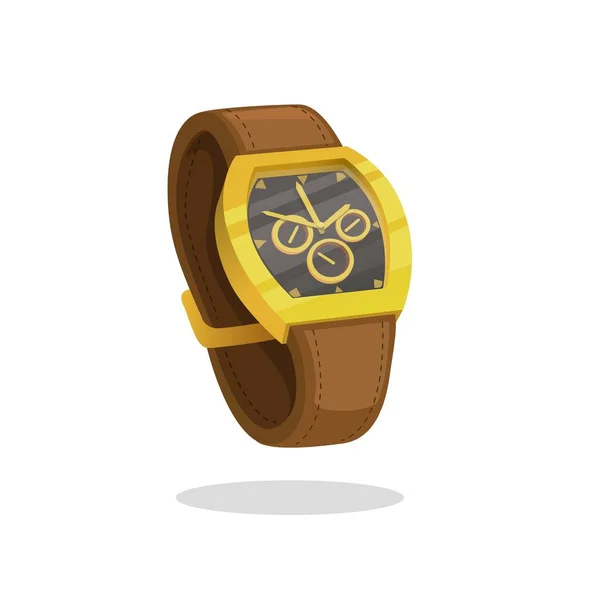 Relógio Ouro Luxo Acessórios Para Dom Coleção Símbolo Desenho Animado —  Vetores de Stock