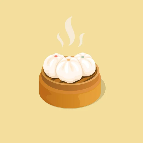 Bapao Comida China Snack Símbolo Dibujos Animados Vector Ilustración — Archivo Imágenes Vectoriales