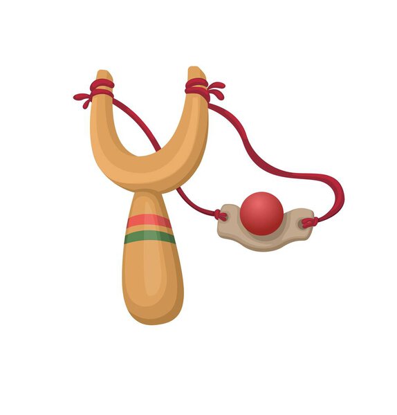 Деревянная катапульта или рогатка традиционный вектор иллюстрации игрушечного оружия