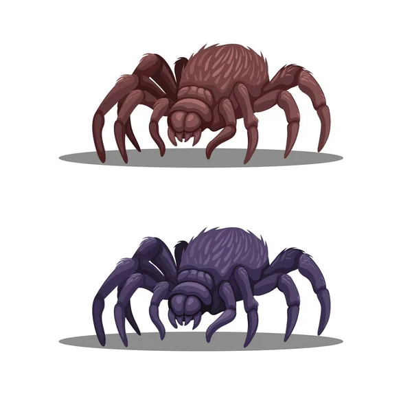 Tarantula Giant Spider Animal Character Two Color Set Illustration Vector — Vector de stock