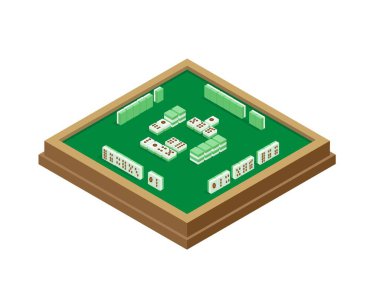Mahjong masa oyunu izometrik illüstrasyon vektörü