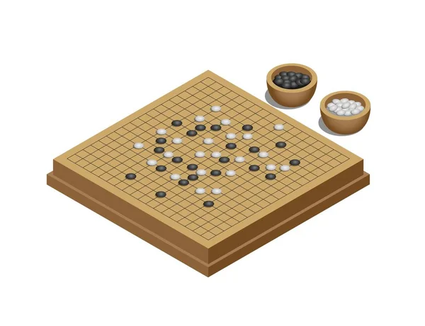 Japanese Traditional Table Game Isometric Illustration Vector - Stok Vektor