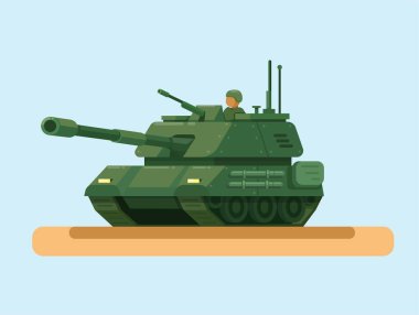 Tank ordu kuvveti nesne çizgi film çizim vektörü