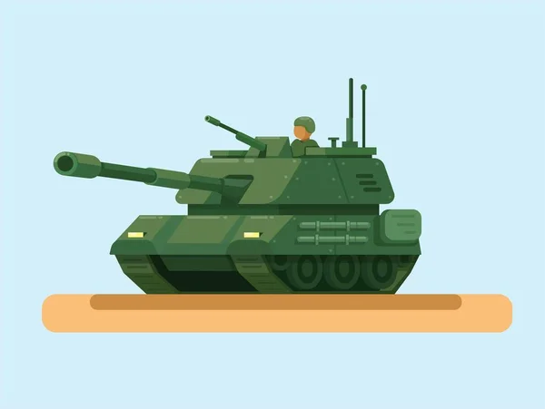 Serbatoio Esercito Forza Veicolo Oggetto Cartone Animato Illustrazione Vettore — Vettoriale Stock