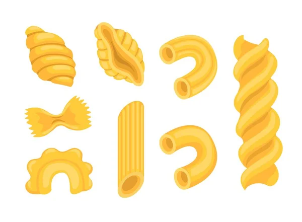 Pasta Type Italian Noodle Collection Set Cartoon Illustration Vector — стоковий вектор
