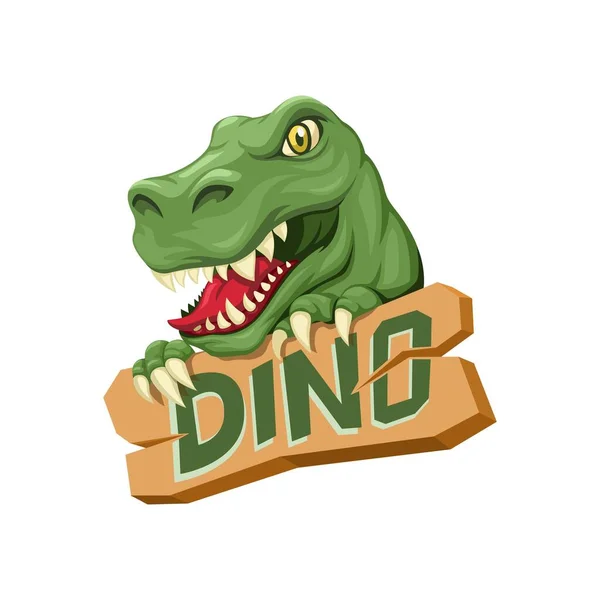 Dinosaurus Drží Maskota Tabuli Prehistorický Zvířecí Symbol Karikatura Ilustrační Vektor — Stockový vektor