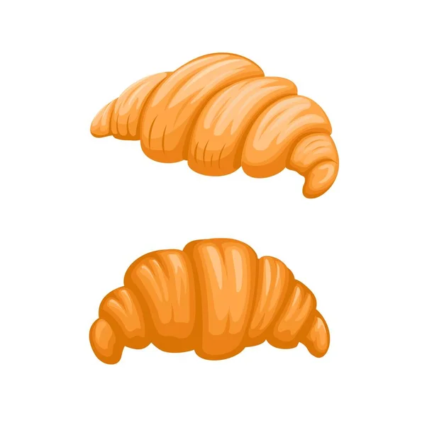 Croissant Dort Pekařský Symbol Set Kreslený Ilustrační Vektor — Stockový vektor