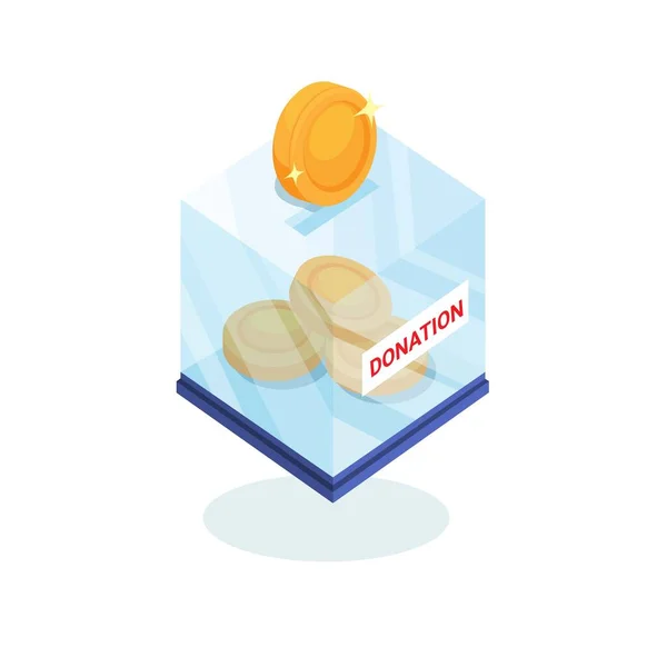 Caja Donación Isométrico Vector Ilustración Dibujos Animados — Vector de stock