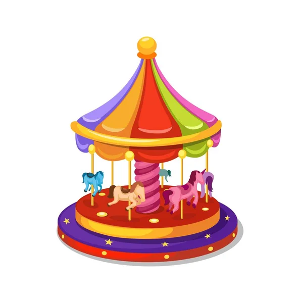 Carousel Horse Ride Attraction Symbol Cartoon Illustration Vector — 스톡 벡터