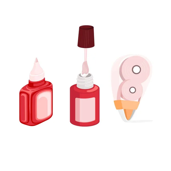 Tip Correction Tape Type Tools Collection Set Illustration Vector — Image vectorielle