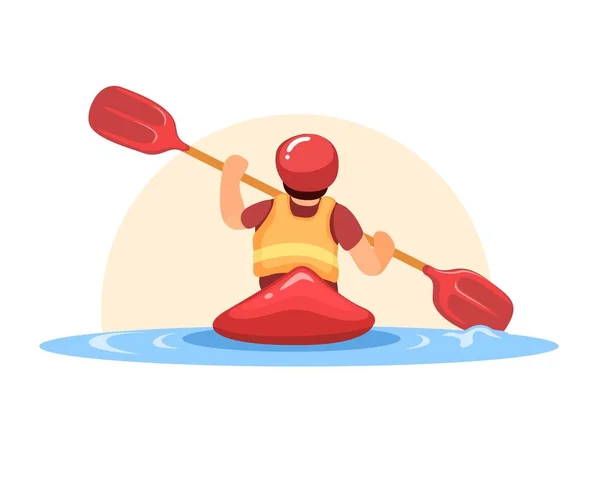 People Kayaking Water Sport Back View Illustration Vector — Vettoriale Stock