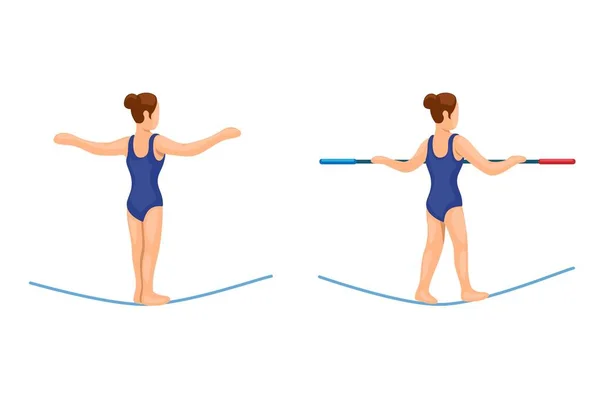 People Walk Rope Balance Freestyle Sport Symbol Set Illustration Vector — Image vectorielle