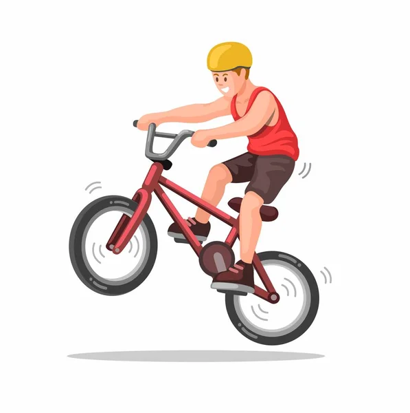 Boy Riding Bike Freestyle Extreme Sport Illustration Vector — Stock Vector