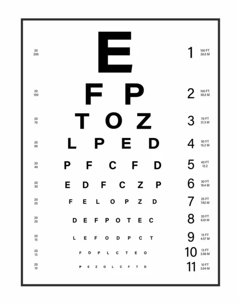 Vision Test Chart Board Symbol Illustration Vector — Archivo Imágenes Vectoriales