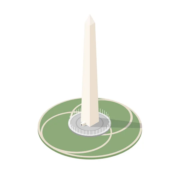 Washington Monument American Famous Building Landmark Illustration Isometric Vector — Stock Vector