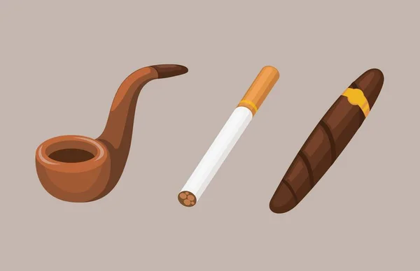 Rauchen Symbol Objekt Sammlung Set Illustration Vektor — Stockvektor