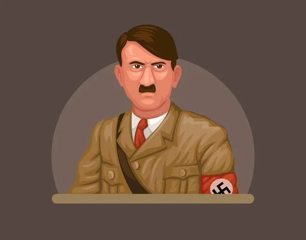 Ilustrace Adolfa Hitlera Nacistický Vůdce Postava Kreslený Vektor — Stockový vektor