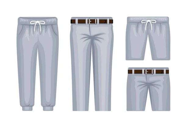 灰色长裤和短裙系列时装集合说明性矢量 — 图库矢量图片