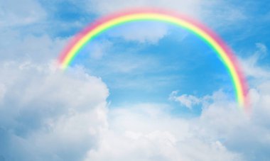Beautiful rainbow and Blue sky with cloud in summer day.