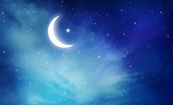 Ciel Nocturne Lune Étoiles Célébration Ramadan Kareem — Photo
