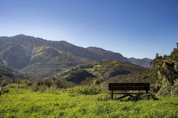Dağlar arasında tek kişilik bir bank.