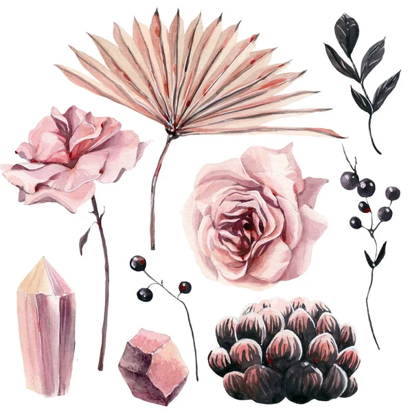 Handmålad Akvarell Blommor Vintage Stil Det Perfekt För Gratulationskort Bröllopsinbjudan — Stockfoto