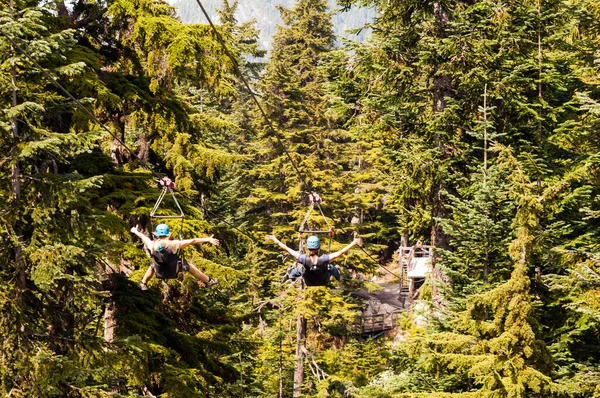 Zip Lining Grouse Mountain Bij Vancouver — Stockfoto