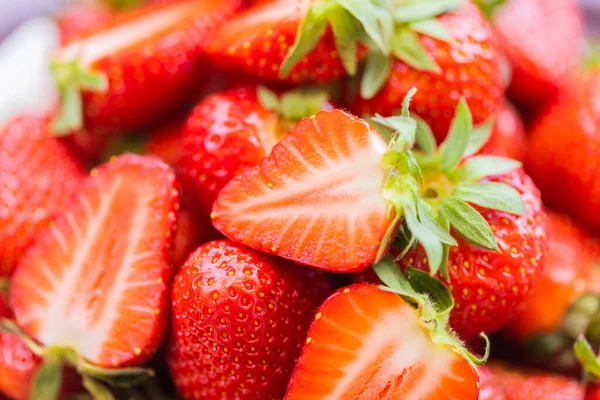 Strawberry Fresh Organic Berries Macro Fruit Background Healthy Vitamin Food — Stock Photo, Image