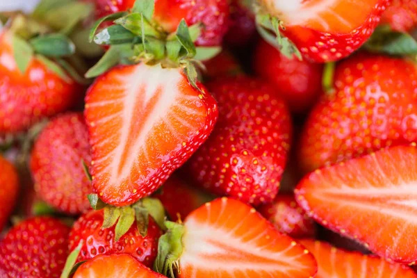 Strawberry fresh organic berries macro. Fruit background - healthy vitamin food