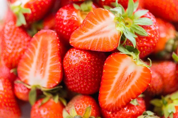 Strawberry fresh organic berries macro. Fruit background - healthy vitamin food