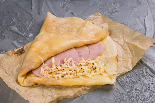 Crêpes Françaises Jambon Farci Fromage Photo — Photo