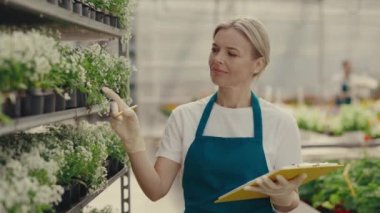 Kadın bahçe işçisi elinde çiçeklerle arabanın yanında duruyor ve onları sayıyor. Çiçekçi kadın bir seradaki çiçekleri kontrol ediyor. Halk ve meslek kavramı