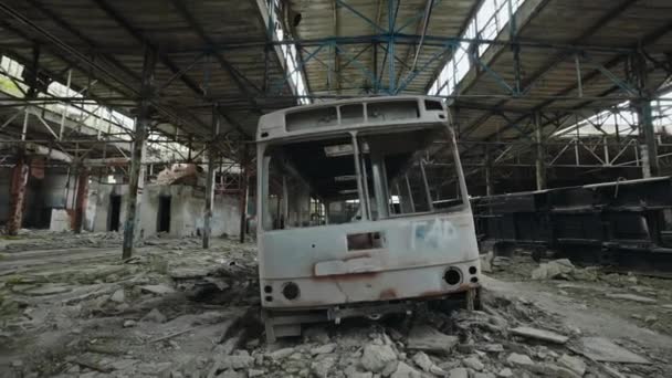 Gestorven Openbaar Vervoer Explosie Van Bom Verlaten Gebouw Binnen Russische — Stockvideo