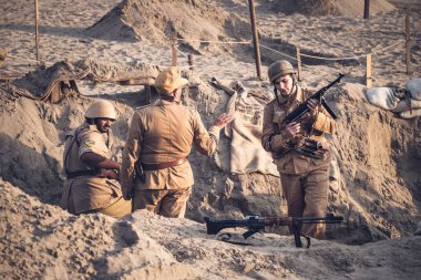 EBOLI, İtalya - 10 Eylül 2021 İniş 9 Eylül 1943 'te başladı, Pietro Badoglio' nun telsizle İtalyan halkına Anglo-Amerikan müttefikleriyle ateşkes ilan etmesinden birkaç saat sonra.