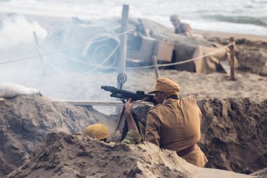 EBOLI, İtalya - 10 Eylül 2021 İniş 9 Eylül 1943 'te başladı, Pietro Badoglio' nun telsizle İtalyan halkına Anglo-Amerikan müttefikleriyle ateşkes ilan etmesinden birkaç saat sonra.