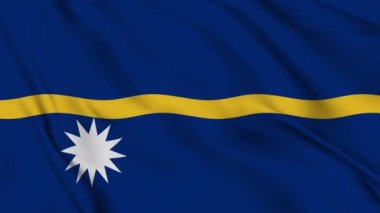 Nauru Cumhuriyeti bayrağı rüzgarda hafifçe sallanıyor. Yüksek kalite 4k görüntü