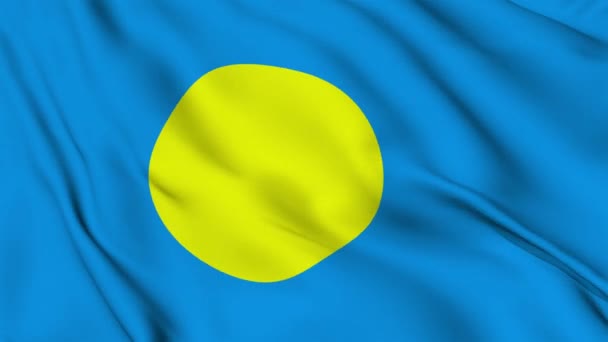 Republiken Palaus Flagga Viftar Försiktigt Vinden Högkvalitativ Film — Stockvideo