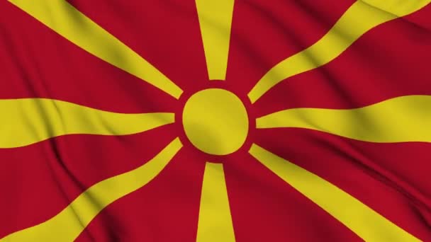 Flaga Republiki Macedonii Północnej Delikatnie Machająca Wietrze Wysokiej Jakości Materiał — Wideo stockowe