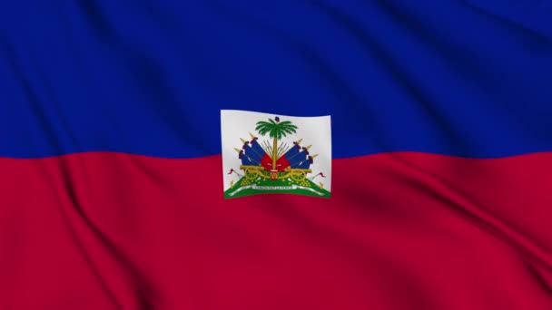 Vlajka Haitské Republiky Jemně Vlaje Větru — Stock video
