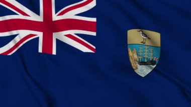 Saint Helena, Ascension ve Tristan da Cunha bayrağı rüzgarda hafifçe sallanıyor. Yüksek kalite 4k görüntü